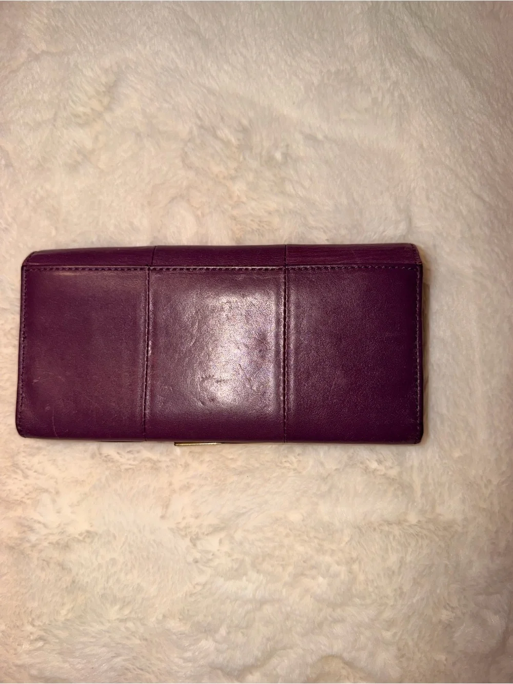 Coach Plum Leather Wallet with Gold-Tone Turnlock